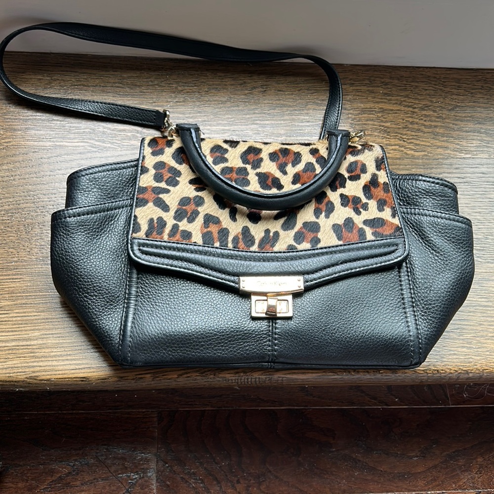 Calvin Klein leather bag with animal print